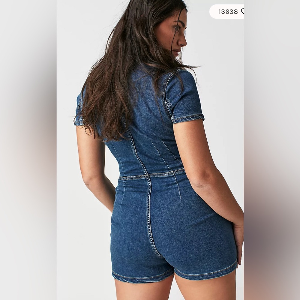 free people crvy lenox denim play suit